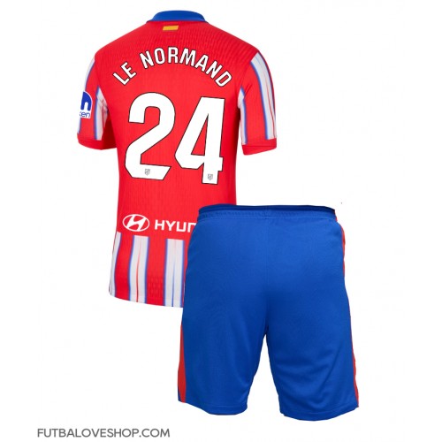 Dres Atletico Madrid Robin Le Normand #24 Domáci pre deti 2024-25 Krátky Rukáv (+ trenírky)